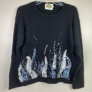 Vintage Corn Flakes sequin trim tentacle design sweater L